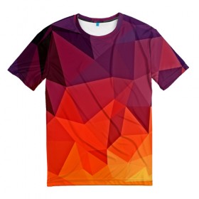 Мужская футболка 3D с принтом Geometric в Курске, 100% полиэфир | прямой крой, круглый вырез горловины, длина до линии бедер | abstract | abstraction | color | geometry | mirror | polygon | абстракция | геометрия | грани | линии | полигоны | сочетания | треугольники