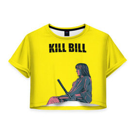 Женская футболка 3D укороченная с принтом Убить Билла в Курске, 100% полиэстер | круглая горловина, длина футболки до линии талии, рукава с отворотами | kill bill | катана | квентин | меч | невеста | тарантино | ума турман
