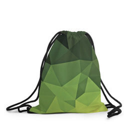 Рюкзак-мешок 3D с принтом Хаки геометрия в Курске, 100% полиэстер | плотность ткани — 200 г/м2, размер — 35 х 45 см; лямки — толстые шнурки, застежка на шнуровке, без карманов и подкладки | зеленый | полигоны