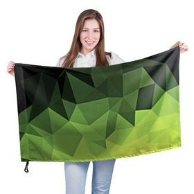 Флаг 3D с принтом Хаки геометрия в Курске, 100% полиэстер | плотность ткани — 95 г/м2, размер — 67 х 109 см. Принт наносится с одной стороны | зеленый | полигоны