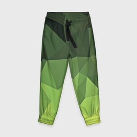 Детские брюки 3D с принтом Хаки геометрия в Курске, 100% полиэстер | манжеты по низу, эластичный пояс регулируется шнурком, по бокам два кармана без застежек, внутренняя часть кармана из мелкой сетки | зеленый | полигоны