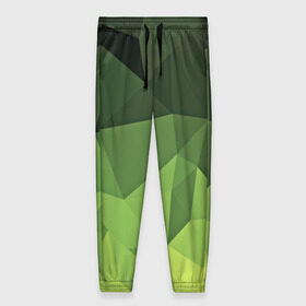 Женские брюки 3D с принтом Хаки геометрия в Курске, полиэстер 100% | прямой крой, два кармана без застежек по бокам, с мягкой трикотажной резинкой на поясе и по низу штанин. В поясе для дополнительного комфорта — широкие завязки | зеленый | полигоны