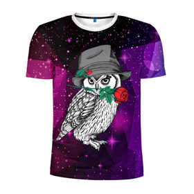Мужская футболка 3D спортивная с принтом Сова в Курске, 100% полиэстер с улучшенными характеристиками | приталенный силуэт, круглая горловина, широкие плечи, сужается к линии бедра | 3d | абстракция | арт | звезды | космос | полигоны | птица | сова | цветы