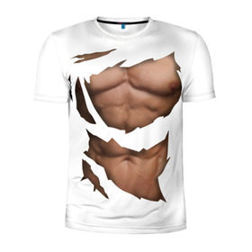 Мужская футболка 3D спортивная с принтом Идеальный рельеф в Курске, 100% полиэстер с улучшенными характеристиками | приталенный силуэт, круглая горловина, широкие плечи, сужается к линии бедра | бодибилдинг | идеальное | креатив | мышцы | накаченный | пресс | рваная | рельеф | спорт | тело