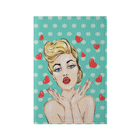 Обложка для паспорта матовая кожа с принтом Pop Art в Курске, натуральная матовая кожа | размер 19,3 х 13,7 см; прозрачные пластиковые крепления | горошек | губы | девушка | кружочки | поп арт | поцелуй | сердечки | текстура