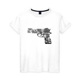 Женская футболка хлопок с принтом Pulp Fiction в Курске, 100% хлопок | прямой крой, круглый вырез горловины, длина до линии бедер, слегка спущенное плечо | 25 17 | 2517 | библия | криминальное чтиво | оружие | пистолет | самюэль джексон | цитата | эклезиаст