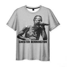 Мужская футболка 3D с принтом Честер Беннингтон в Курске, 100% полиэфир | прямой крой, круглый вырез горловины, длина до линии бедер | bennington | chester | linkin | park | rip | беннингтон | рок | честер