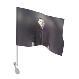 Флаг для автомобиля с принтом Честер Беннингтон в Курске, 100% полиэстер | Размер: 30*21 см | bennington | chester | linkin | park | rip | беннингтон | рок | честер