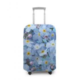 Чехол для чемодана 3D с принтом Незабудки в Курске, 86% полиэфир, 14% спандекс | двустороннее нанесение принта, прорези для ручек и колес | лето | небо | цветы