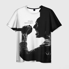 Мужская футболка 3D с принтом Chester Bennington в Курске, 100% полиэфир | прямой крой, круглый вырез горловины, длина до линии бедер | chester bennington | рок