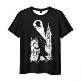 Мужская футболка 3D с принтом Шерлок Холмс в Курске, 100% полиэфир | прямой крой, круглый вырез горловины, длина до линии бедер | holmes | sherlock | sherlock holmes | англия | великобритания | сыщик | холмс | шерлок