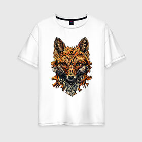 Женская футболка хлопок Oversize с принтом Fox в Курске, 100% хлопок | свободный крой, круглый ворот, спущенный рукав, длина до линии бедер
 | art | wild | животные | искусство | лиса | лисица | лисичка | природа