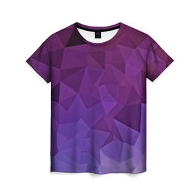 Женская футболка 3D с принтом Фиолетовые грани в Курске, 100% полиэфир ( синтетическое хлопкоподобное полотно) | прямой крой, круглый вырез горловины, длина до линии бедер | abstract | abstraction | color | geometry | mirror | polygon | абстракция | геометрия | грани | линии | полигоны | сочетания | стекло | треугольники