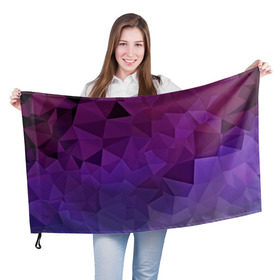 Флаг 3D с принтом Фиолетовые грани в Курске, 100% полиэстер | плотность ткани — 95 г/м2, размер — 67 х 109 см. Принт наносится с одной стороны | abstract | abstraction | color | geometry | mirror | polygon | абстракция | геометрия | грани | линии | полигоны | сочетания | стекло | треугольники