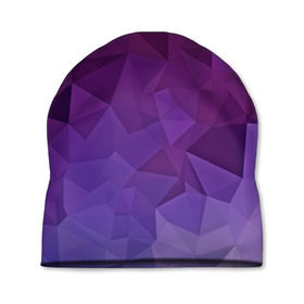 Шапка 3D с принтом Фиолетовые грани в Курске, 100% полиэстер | универсальный размер, печать по всей поверхности изделия | abstract | abstraction | color | geometry | mirror | polygon | абстракция | геометрия | грани | линии | полигоны | сочетания | стекло | треугольники