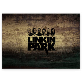 Поздравительная открытка с принтом Linkin Park Band в Курске, 100% бумага | плотность бумаги 280 г/м2, матовая, на обратной стороне линовка и место для марки
 | chester bennington | linkin park | беннингтон | линкин паркб честер | майк | шинода