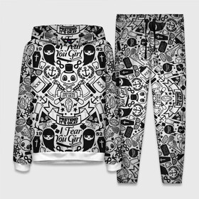 Женский костюм 3D (с толстовкой) с принтом Tokyo Tattoo Sticker Bomb в Курске,  |  | casual | design | pattern | ray ban | skull | street | texture | urban | дизайн | индеец | мода | очки | повтор | принт | стикербомб | стикеры | тату | текстура | узор | улица | хулиган | череп | шляпа