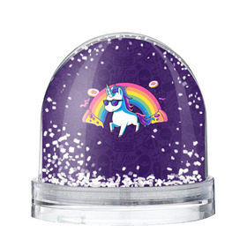 Снежный шар с принтом Радужный Единорог в Очках в Курске, Пластик | Изображение внутри шара печатается на глянцевой фотобумаге с двух сторон | colors | pizza | pony | rainbow | unicorn | бекон | единорог | конь | очки | пицца | пони | пончик | радуга | рог | солнцезащитные очки