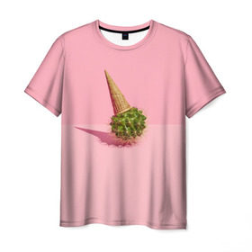 Мужская футболка 3D с принтом Ванильный Кактус в Курске, 100% полиэфир | прямой крой, круглый вырез горловины, длина до линии бедер | вафля | вкусняшка | еда | жара | иголки | кактусы | картина | лед | лето | мимими | мороженка | мороженое | необычный | пломбир | растение | рожок | розовый | сладкое | сюрреализм | тень | эскимо