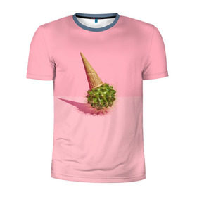 Мужская футболка 3D спортивная с принтом Ванильный Кактус в Курске, 100% полиэстер с улучшенными характеристиками | приталенный силуэт, круглая горловина, широкие плечи, сужается к линии бедра | вафля | вкусняшка | еда | жара | иголки | кактусы | картина | лед | лето | мимими | мороженка | мороженое | необычный | пломбир | растение | рожок | розовый | сладкое | сюрреализм | тень | эскимо