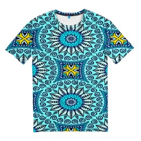 Мужская футболка 3D с принтом Mandala в Курске, 100% полиэфир | прямой крой, круглый вырез горловины, длина до линии бедер | абстракция | арт | узор | цветы