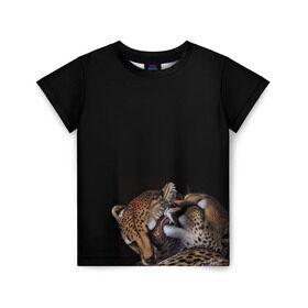 Детская футболка 3D с принтом Гепарды в Курске, 100% гипоаллергенный полиэфир | прямой крой, круглый вырез горловины, длина до линии бедер, чуть спущенное плечо, ткань немного тянется | арт | гепард | животные | кошка | нежность | пара
