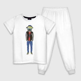 Детская пижама хлопок с принтом Fashionable pug в Курске, 100% хлопок |  брюки и футболка прямого кроя, без карманов, на брюках мягкая резинка на поясе и по низу штанин
 | 