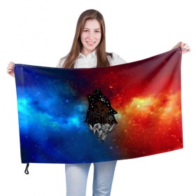 Флаг 3D с принтом wolf в Курске, 100% полиэстер | плотность ткани — 95 г/м2, размер — 67 х 109 см. Принт наносится с одной стороны | волк | голова | яркий