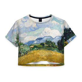 Женская футболка 3D укороченная с принтом Ван Гог Картина в Курске, 100% полиэстер | круглая горловина, длина футболки до линии талии, рукава с отворотами | картина | лето | масло | мировой шедевр | пейзаж