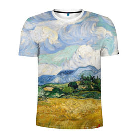 Мужская футболка 3D спортивная с принтом Ван Гог Картина в Курске, 100% полиэстер с улучшенными характеристиками | приталенный силуэт, круглая горловина, широкие плечи, сужается к линии бедра | картина | лето | масло | мировой шедевр | пейзаж