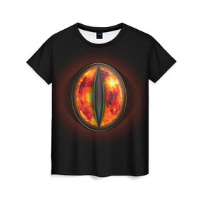 Женская футболка 3D с принтом Око дракона в Курске, 100% полиэфир ( синтетическое хлопкоподобное полотно) | прямой крой, круглый вырез горловины, длина до линии бедер | 3d | абстракция | арт | глаз | дракон | фантастика