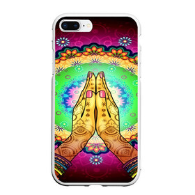 Чехол для iPhone 7Plus/8 Plus матовый с принтом Meditation в Курске, Силикон | Область печати: задняя сторона чехла, без боковых панелей | 3d | indian | mandala | арт | йога | медитация | руки | узор | цветы