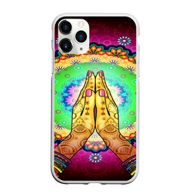 Чехол для iPhone 11 Pro Max матовый с принтом Meditation в Курске, Силикон |  | 3d | indian | mandala | арт | йога | медитация | руки | узор | цветы