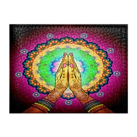 Обложка для студенческого билета с принтом Meditation в Курске, натуральная кожа | Размер: 11*8 см; Печать на всей внешней стороне | 3d | indian | mandala | арт | йога | медитация | руки | узор | цветы
