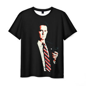 Мужская футболка 3D с принтом Дейл Купер в Курске, 100% полиэфир | прямой крой, круглый вырез горловины, длина до линии бедер | актер | арт | сериал | смокинг | твин пикс | фильмы | черный