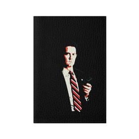 Обложка для паспорта матовая кожа с принтом Дейл Купер в Курске, натуральная матовая кожа | размер 19,3 х 13,7 см; прозрачные пластиковые крепления | Тематика изображения на принте: актер | арт | сериал | смокинг | твин пикс | фильмы | черный