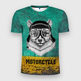Мужская футболка 3D спортивная с принтом Мотоцикл медведь в Курске, 100% полиэстер с улучшенными характеристиками | приталенный силуэт, круглая горловина, широкие плечи, сужается к линии бедра | 3d | motor bicycle | motorbike | motorcycle | авто | автомобильные | водитель | механик | мотоциклист | очки