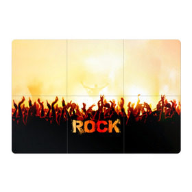 Магнитный плакат 3Х2 с принтом Rock концерт в Курске, Полимерный материал с магнитным слоем | 6 деталей размером 9*9 см | Тематика изображения на принте: rock | в толпу | гитара | группа | дым | жанр | концерт | металл | музыка | надпись | панк | певец | песня | прыжок | рок | рок н рол | руки | стиль | хард | хой | я люблю рок