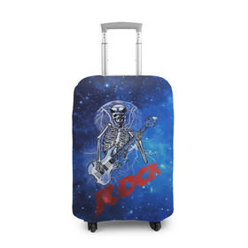 Чехол для чемодана 3D с принтом Мертвый гитарист в Курске, 86% полиэфир, 14% спандекс | двустороннее нанесение принта, прорези для ручек и колес | rock | гитара | скелет | я люблю рок