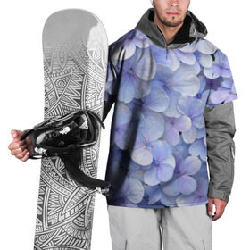 Накидка на куртку 3D с принтом Гортензия голубая в Курске, 100% полиэстер |  | hydrangea | лето | нежность | незабудка | цветы
