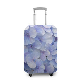 Чехол для чемодана 3D с принтом Гортензия голубая в Курске, 86% полиэфир, 14% спандекс | двустороннее нанесение принта, прорези для ручек и колес | hydrangea | лето | нежность | незабудка | цветы