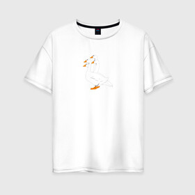 Женская футболка хлопок Oversize с принтом gussi в Курске, 100% хлопок | свободный крой, круглый ворот, спущенный рукав, длина до линии бедер
 | gucci | gusi | gussi | гуси | гучи | гуччи | прикол