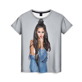 Женская футболка 3D с принтом Selena Gomez в Курске, 100% полиэфир ( синтетическое хлопкоподобное полотно) | прямой крой, круглый вырез горловины, длина до линии бедер | Тематика изображения на принте: 