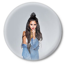 Значок с принтом Selena Gomez в Курске,  металл | круглая форма, металлическая застежка в виде булавки | Тематика изображения на принте: 