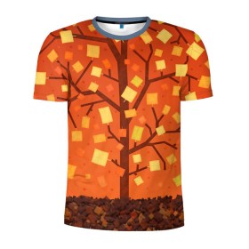 Мужская футболка 3D спортивная с принтом Золотая осень в Курске, 100% полиэстер с улучшенными характеристиками | приталенный силуэт, круглая горловина, широкие плечи, сужается к линии бедра | ветви | ветка | дерево | древо | лес | листва | листья | осень | природа