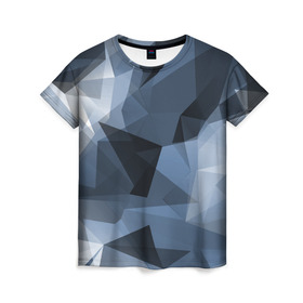 Женская футболка 3D с принтом Camo - Black & Blue (Чёрно-синий камуфляж) в Курске, 100% полиэфир ( синтетическое хлопкоподобное полотно) | прямой крой, круглый вырез горловины, длина до линии бедер | 0x00000123 | camo | битый | камуфляж | пиксель | синий