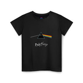 Детская футболка хлопок с принтом Pink Floyd в Курске, 100% хлопок | круглый вырез горловины, полуприлегающий силуэт, длина до линии бедер | Тематика изображения на принте: rolling stone | англия | басы | британия | гитара | группа | музыка | песни | пинк флойд | призма | радуга | рок | свет