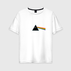 Женская футболка хлопок Oversize с принтом Pink Floyd в Курске, 100% хлопок | свободный крой, круглый ворот, спущенный рукав, длина до линии бедер
 | rolling stone | англия | басы | британия | гитара | группа | музыка | песни | пинк флойд | призма | радуга | рок | свет
