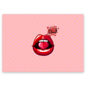 Поздравительная открытка с принтом Lips в Курске, 100% бумага | плотность бумаги 280 г/м2, матовая, на обратной стороне линовка и место для марки
 | 3d | love | pop art | арт | губы | девушкам | любовь | поп арт | поцелуй | розовый | сердечки