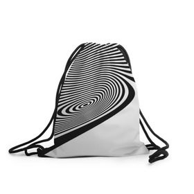 Рюкзак-мешок 3D с принтом Black&White illusion в Курске, 100% полиэстер | плотность ткани — 200 г/м2, размер — 35 х 45 см; лямки — толстые шнурки, застежка на шнуровке, без карманов и подкладки | 3d | абстракции | иллюзия | линии | полосы | черно белые